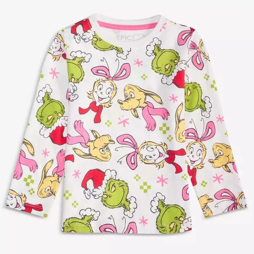 Mr Seuss Macy's Festive Holiday Long Sleeve Shirt Featuring Cindy Lou Max Grinch